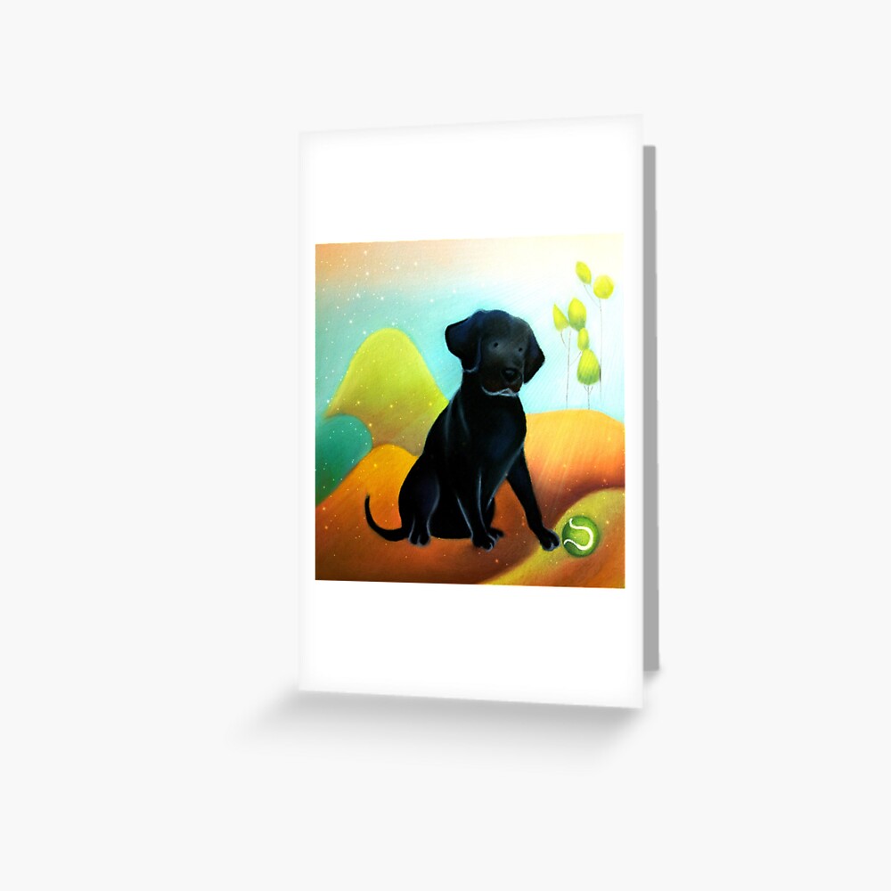 Libby Lab cartoon pastel painting Greeting Card