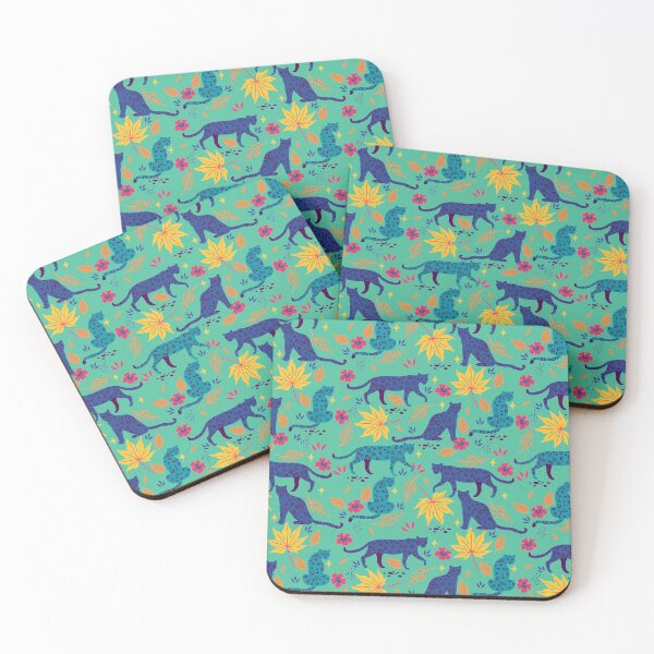 Item preview, tropical pattern with jaguars designed and sold by burbura.