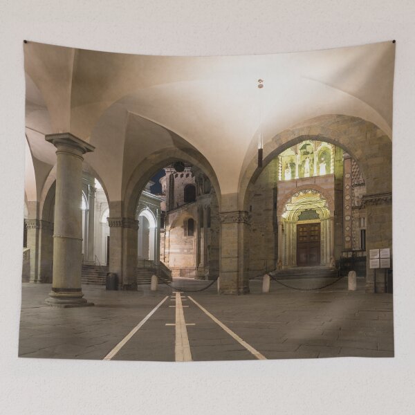 Item preview, Beautiful Bergamo at Night - Palazzo della Ragione Loggia with Antique Sundial designed and sold by Georgia Mizuleva.