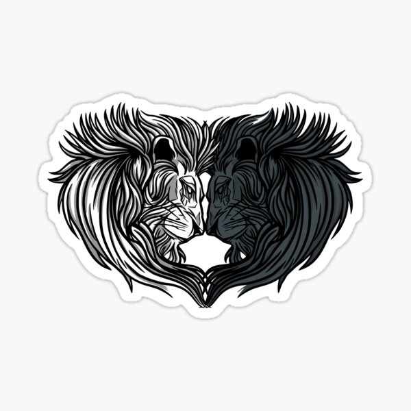 Yin Yang Animal Art - Battle of Lions