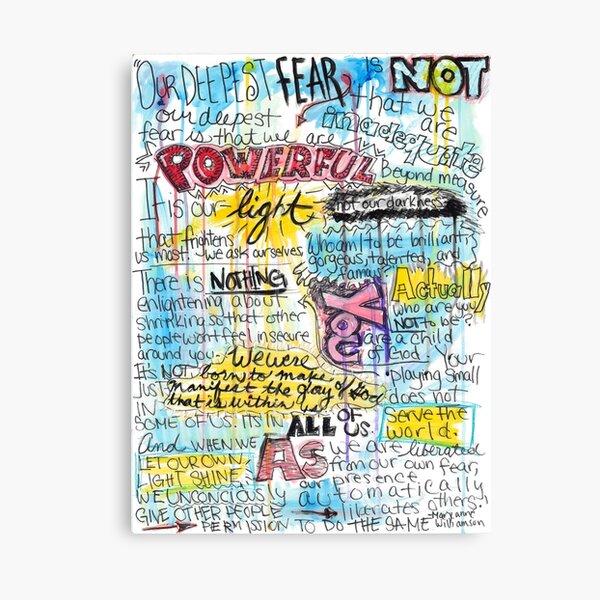 Vista previa del artículo con la obra «Cita de Marianne Williamson: “Nuestro miedo más profundo no es que seamos inadecuados”», diseñado y vendido por Creative Fam Adventures.