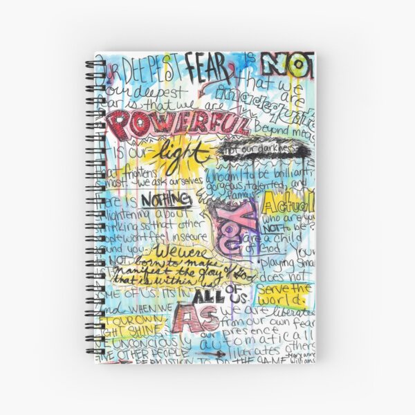 Marianne Williamson Quote - "Our deepest fear is not that we are inadequate" Spiral Notebook
