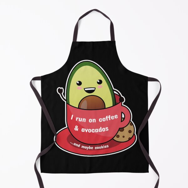 Item preview, I run on coffee and avocados (...and maybe cookies) kawaii food designed and sold by Happy Puppy Print On Demand.