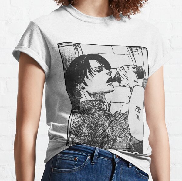 Levi Ackerman "Fuck Off" Sticker T-shirt classique