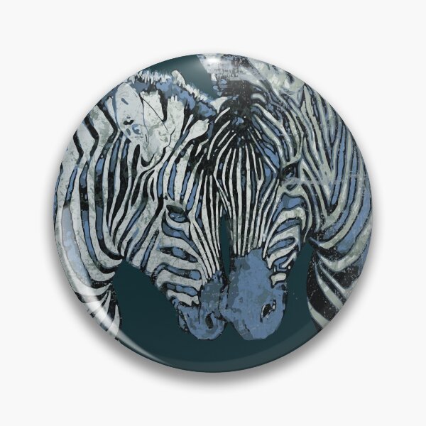 Item preview, Dark blue watercolor zebras in love, retro, vintage, paint  fun, 80 s, 70 s, typography paint blue color designed and sold by Collagedream.