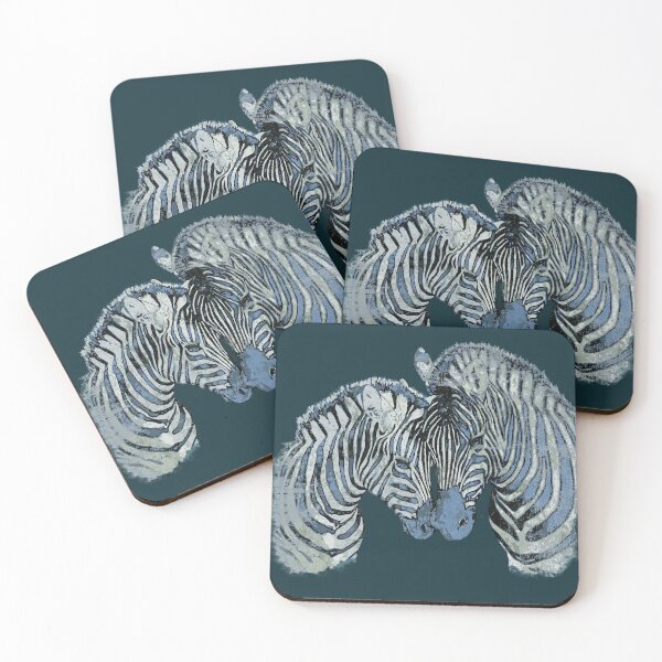 Item preview, Dark blue watercolor zebras in love, retro, vintage, paint  fun, 80 s, 70 s, typography paint blue color designed and sold by Collagedream.