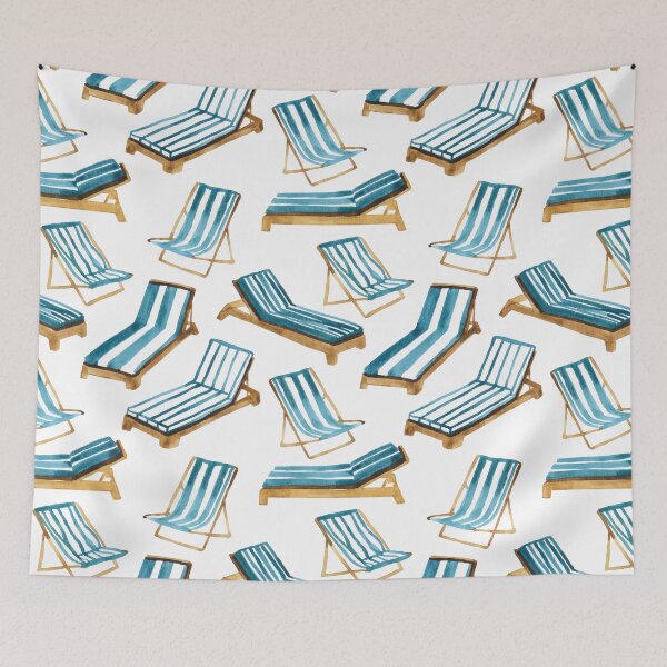 Item preview, Beach Lounger Chairs - Watercolor Illustrations designed and sold by Gardenia Watercolors.