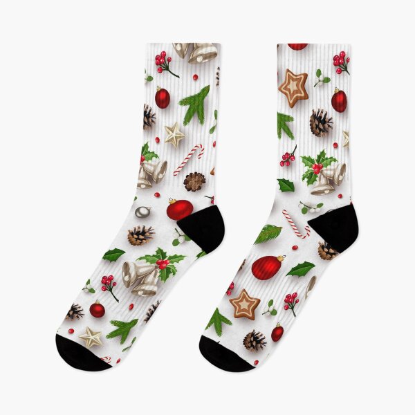 Item preview, Christmas pattern with fir branches, balls, bells, cones, cookies, candy canes, holly and mistletoe. designed and sold by Naddya.