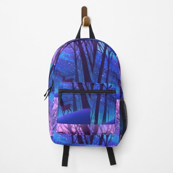 Item preview, Blue pink red sky with deer Lost in woods designed and sold by DijaOutlet.