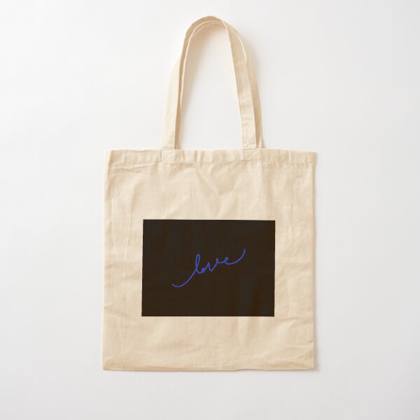 Blue and black "love" logo Cotton Tote Bag