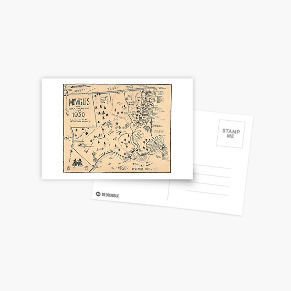 Camp Mowglis Map - 1930 Postcard