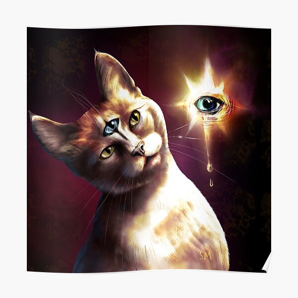 wandbilder katze mit drittem auge redbubble