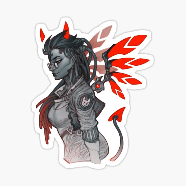 Cyberpunk devil girl Sticker