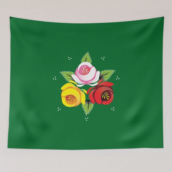 Item preview, Canal Roses Trio Green Background designed and sold by Running-Duck.