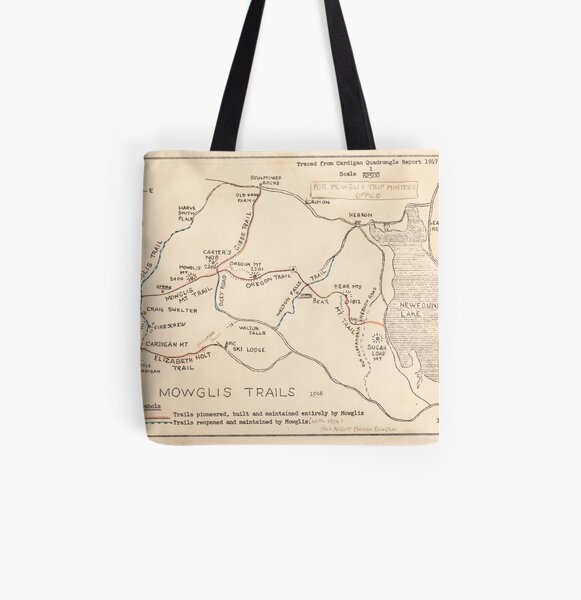 Mowglis Trails Map - 1951 All Over Print Tote Bag