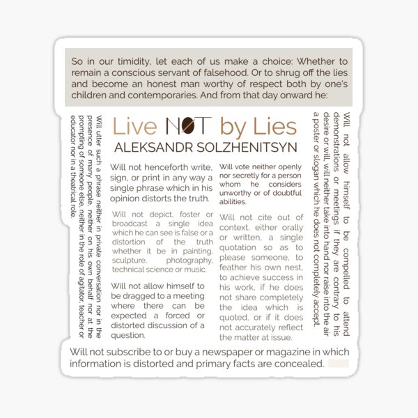 Live not by Lies Alexander Solzhenitsyn Sticker