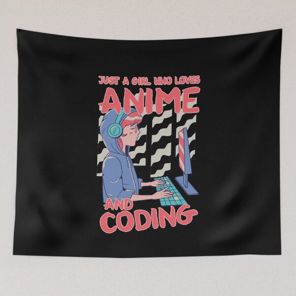 Item preview, Just A Girl Who Loves Anime And Coding Anime gift designed and sold by SwankyFine.