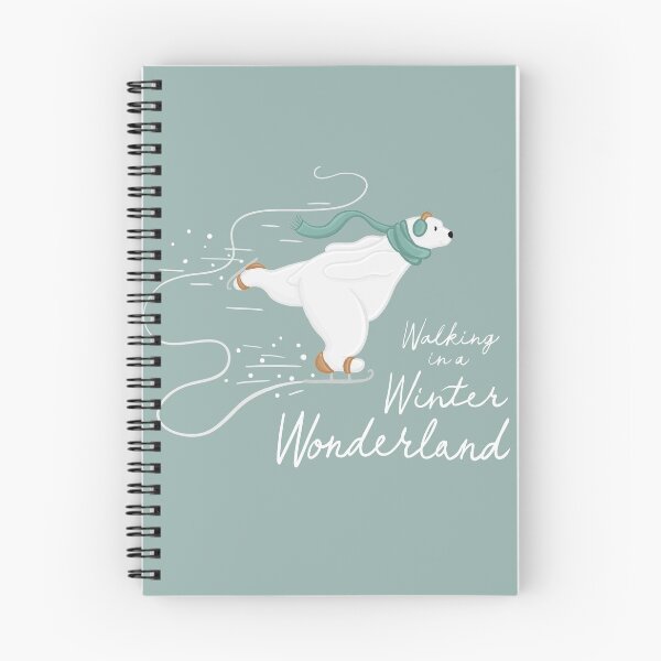 Item preview, Iceskating Polar Bear, Walking in a Winter Wonderland lettering Digital Illustration designed and sold by AlmightyClaire.