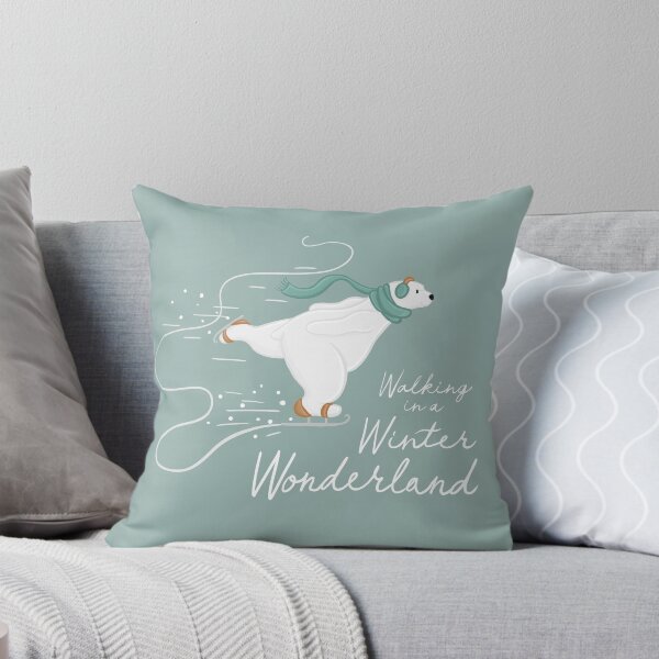 Item preview, Iceskating Polar Bear, Walking in a Winter Wonderland lettering Digital Illustration designed and sold by AlmightyClaire.