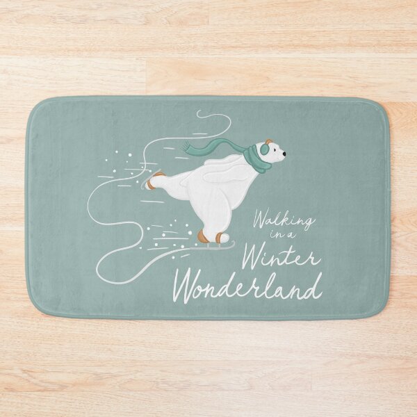 Item preview, Iceskating Polar Bear, Walking in a Winter Wonderland lettering Digital Illustration designed and sold by AlmightyClaire.