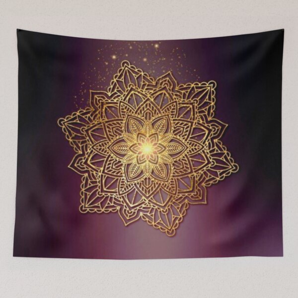 Aperçu de l'œuvre Mandala pailleté d'or créée et vendue par Medly.