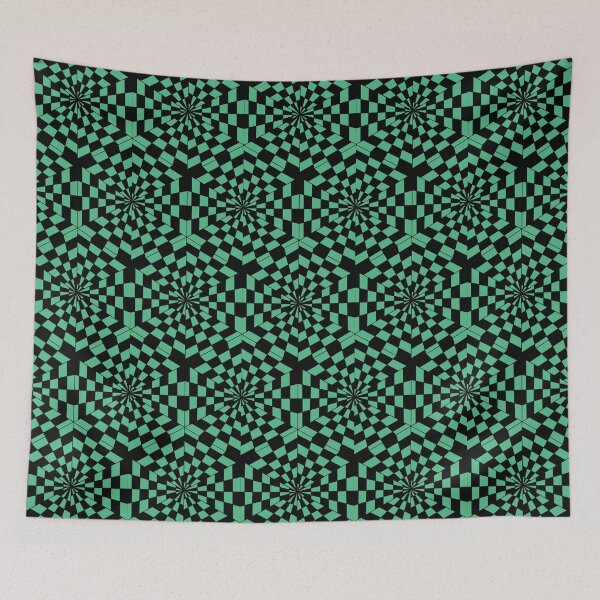 Item preview, Hexagon Checkered Tilemap Odd - Black on Green Monochrome designed and sold by NoMatterLab.