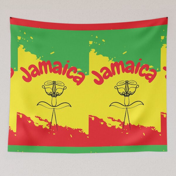 Item preview, Jamaican flag with flower designed and sold by AJSkinnerPrints.
