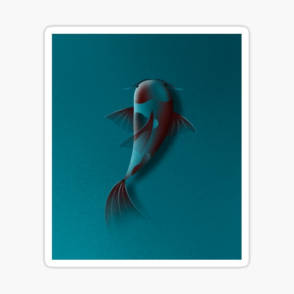Blue Red Koi Fish Sticker