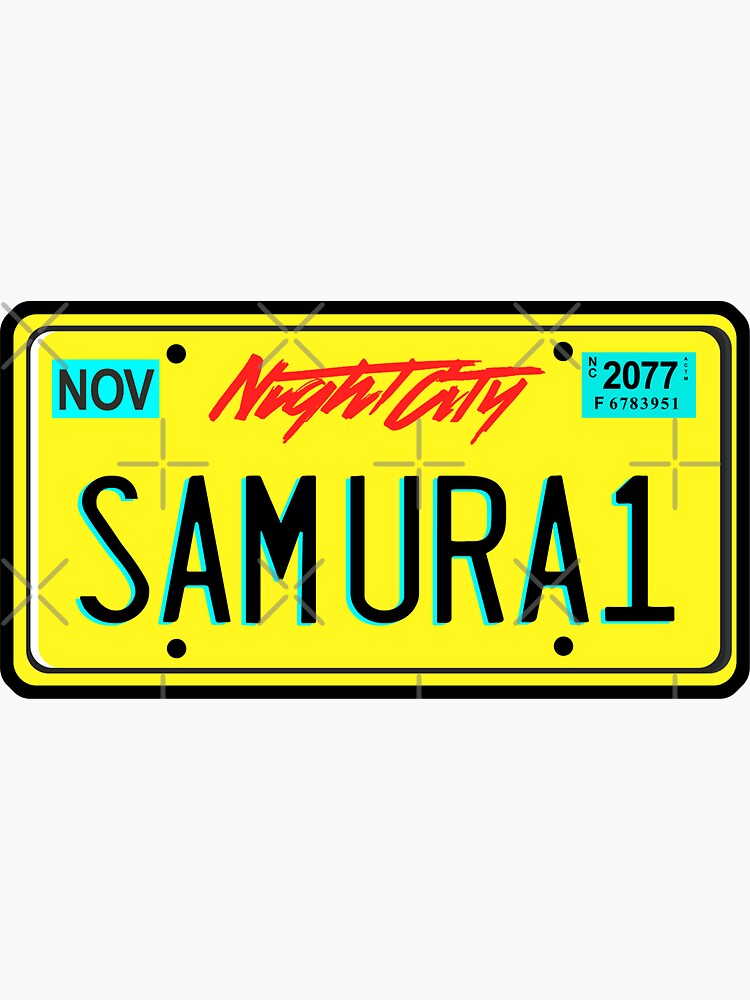 "Yellow Cyberpunk Licence plate Night City" Sticker for Sale by haz5077