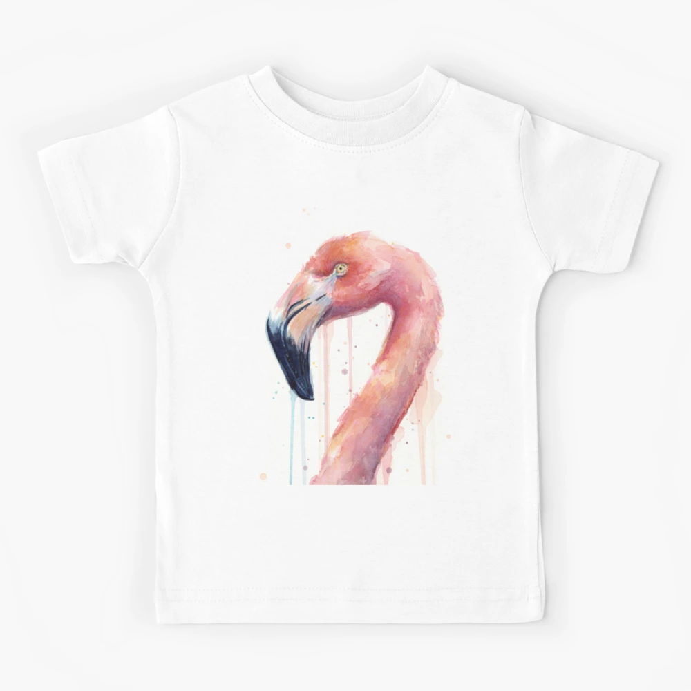 Flamingo Watercolor Painting Kids T-Shirt by Olga Shvartsur - Pixels