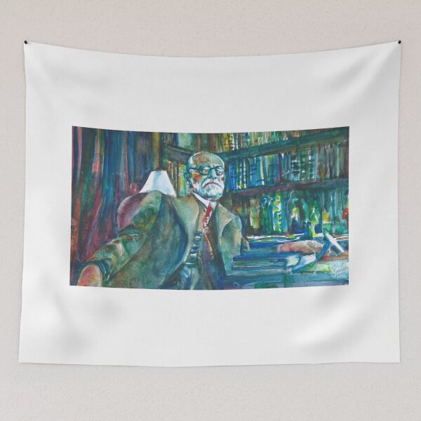 Item preview, SIGMUND FREUD in his studio - watercolor portrait designed and sold by lautir.