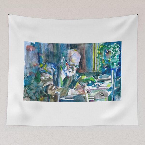 Item preview, SIGMUND FREUD writing - watercolor portrait designed and sold by lautir.