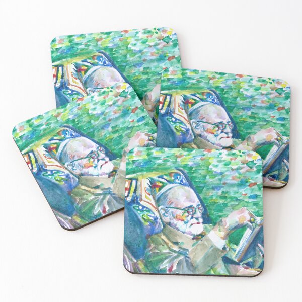 Item preview, SIGMUND FREUD reading - watercolor portrait designed and sold by lautir.