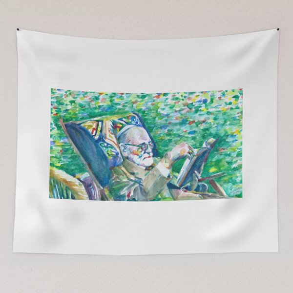 Item preview, SIGMUND FREUD reading - watercolor portrait designed and sold by lautir.