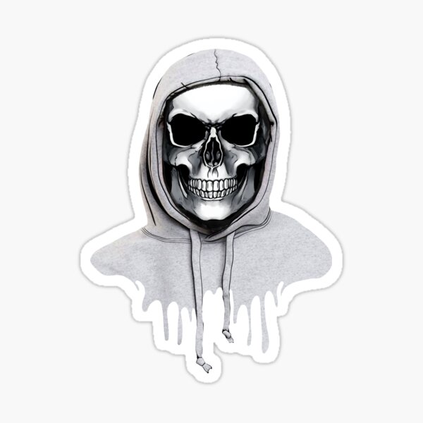 Pegatina for Sale con la obra «Sudadera con capucha y calavera con máscara  linda y genial» de Collagedream | Redbubble, image size:600x600