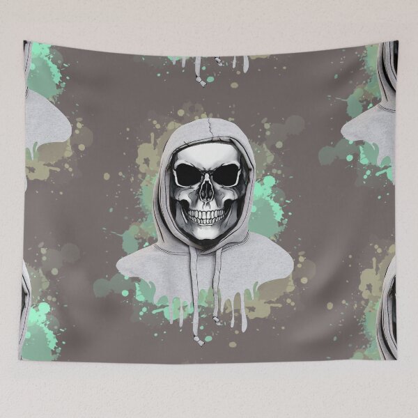 Item preview, Skull in hooded sweatshirt cool cute mask designed and sold by Collagedream.