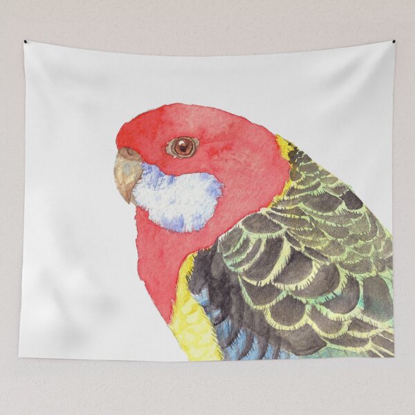 Item preview, Eastern rosella watercolor - bird portrait painting designed and sold by L'Atelier Oranjade.