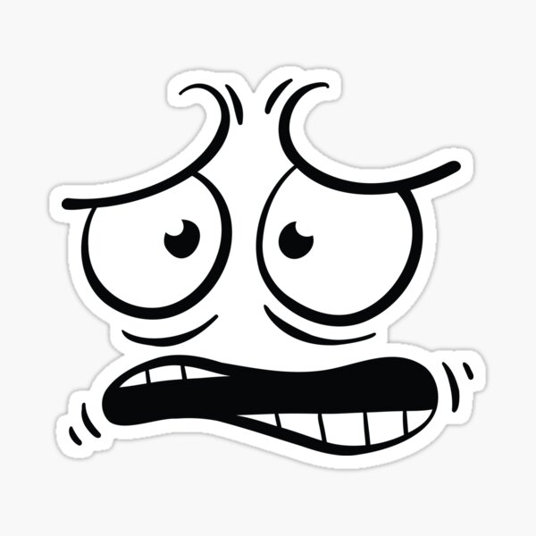 Scared Funny Face Cartoon Emoji - Funny Face - Sticker