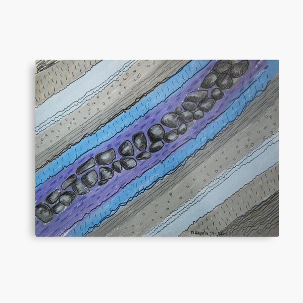 Stratigraphy IV - Blue and grey Metal Print