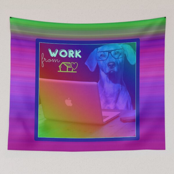 Item preview, Colorful Dog with Laptop designed and sold by OMdesign10.