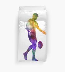 Rugby man player 02 in watercolor Duvet Cover