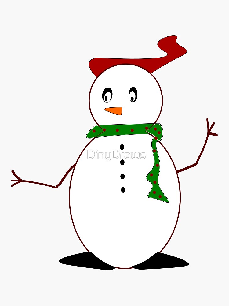 Snowman Sticker For Sale By Dinydraws Redbubble