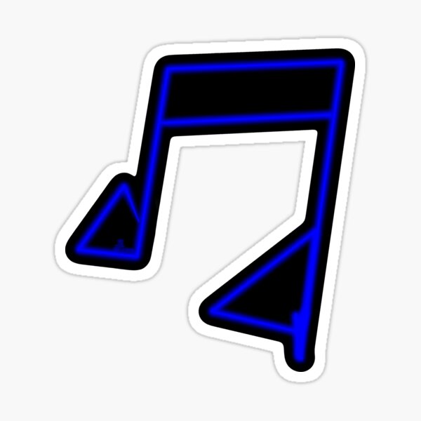 Blue Neon Music Note Abstract Glossy Sticker