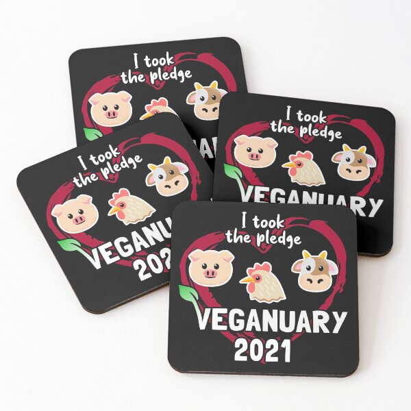 Item preview, I took the 2021 veganuary pledge!  designed and sold by Happy Puppy Print On Demand.