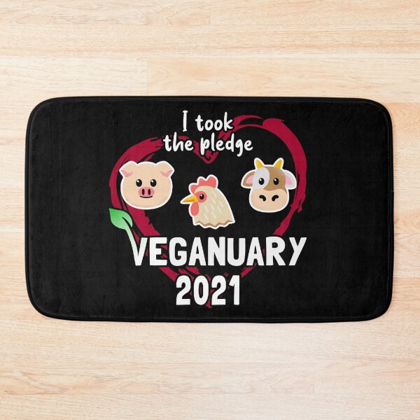 Item preview, I took the 2021 veganuary pledge!  designed and sold by Happy Puppy Print On Demand.