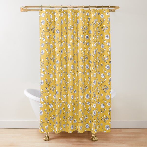Botanical sketch sunny gold by Tea with Xanthe Shower Curtain