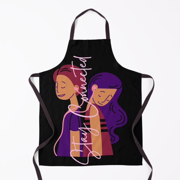 Stay Connected quote with Two Figures Wearing Pink Headphones Apron