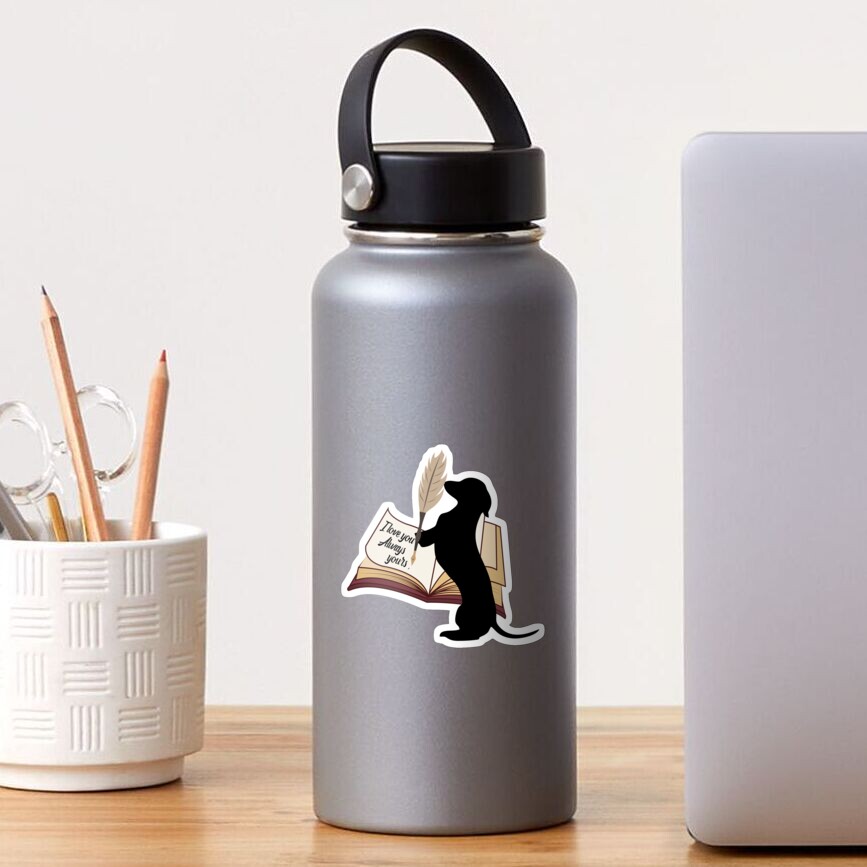 Dachshund cute gift. Doggo is writing to his mom and dad I love you always Sticker