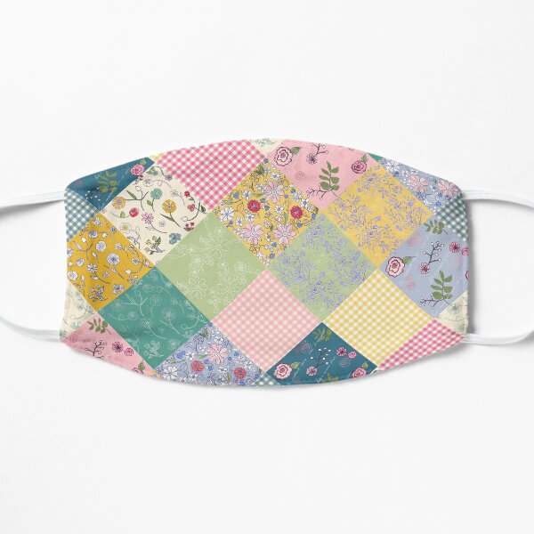 Spring cottage patchwork diamond quilt by Tea with Xanthe Flat Mask