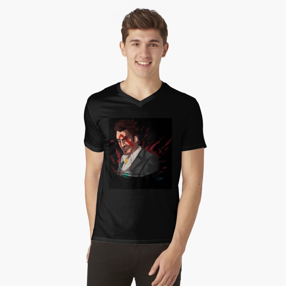 Vista previa del artículo con la obra «Camiseta de cuello en V», diseñado y vendido por HandsomeJackass.